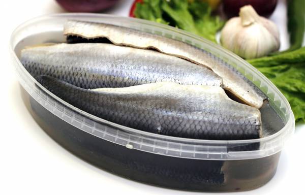 Marinated herring carcasses
