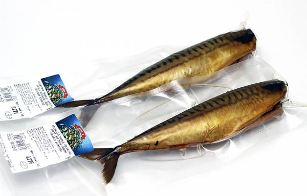 Cold smoked mackerel in a vacuum packaging